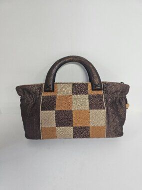 Unbranded Handbag Brown Patchwork Wood Twee Fairy Cottage Casual Festival